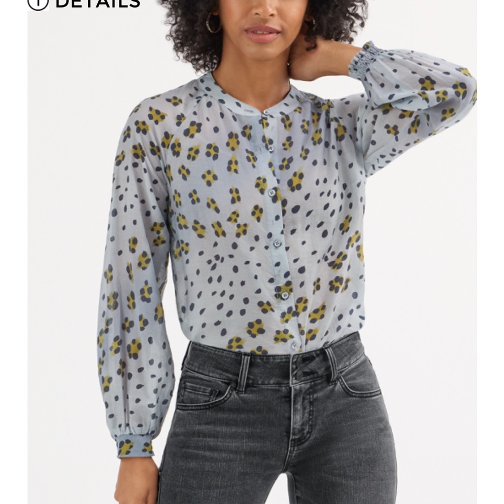CAbi Hunter Long Sleeve Icy Blue Blouse in Medium